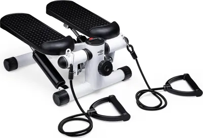 Produktbild von Umbro Stepper Arm and Leg Trainer - Mini Stepper - domáce fitness zariadenie - vrátane počítača a odporových pásov - max. 100 KG - pedále 10 x 32 CM - čierna/biela