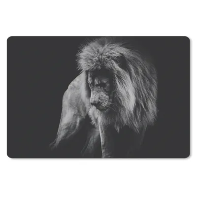 Produktbild von MuchoWow® Schreibtischunterlage Löwen - Porträt - Schwarz - Weiß 60x40 cm - XXL Mauspad - Großes Mauspad