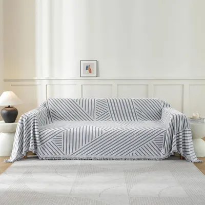 Produktbild von Sofa Überwurfdecke 1 Sitzer 180x230cm Chenille Hellgrau