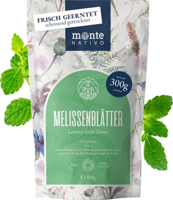 Produktbild von Melissentee geschnitten (300 g) Monte Nativo | Loser Kräutertee | Getrockneter Zitronenmelissen Tee | 100% reine und natürliche Melissenblätter