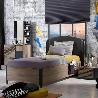 Produktbild von Kinderzimmer-Set Braun aus Holz mit Kinderbett, Schrank, Schreibtisch