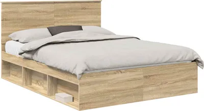 Image de vidaXL Cadre de lit Chêne Sonoma 150 x 200 cm Pin massif