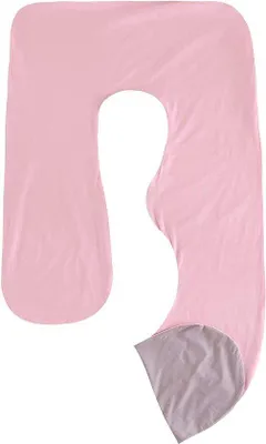 Immagine prodotto di Cuscino premaman a forma di J, rosa-grigio, lavabile
