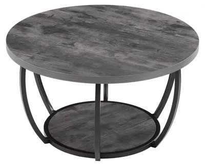 Produktbild von Couchtisch Beistelltisch, zweistufiger runder Beistelltisch Sofatisch mit robustem Metallgestell & offenem Stauraum & 34,9 kg Tragkraft