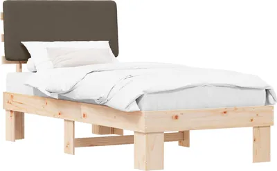 Produktbild von Bettgestell mit gepolstertem Kopfteil Taupe 90 x 190 cm