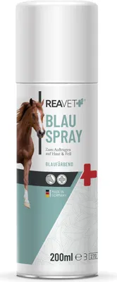 Produktbild von REAVET Wundspray, Blauspray für Pferde 200ml - Desinfektion für Pferdestall & Reitzubehör, Desinfektionsspray zur Flächendesinfektion