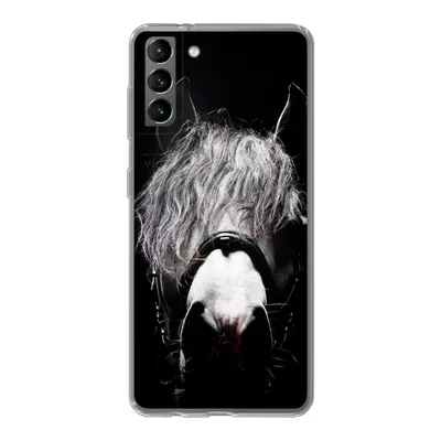Produktbild von MuchoWow® Handyhülle Schutzhülle Hülle für Samsung Galaxy S21 Plus Pferd - Porträt - Schwarz - Weiß Silikon Softcase Handy Hülle - Handy-Tasche