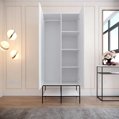Produktbild von Skye Decor, Martin 2 - White, Kleiderschrank, Weiß, 100 % MELAMINBESCHICHTETE SPANPLATTEN, 84 x 50 x 200 cm