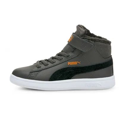 Produktbild von PUMA Smash v2 Mid-Cut PS Kinder Sneaker mit Klettverschluss gefüttert dark shadow/puma black 33