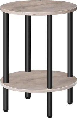 Produktbild von CHOEZON Runder Beistelltisch mit 2 Ablagen Grau-Schwarz 32x32x55cm - DTBZ01BG