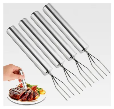 Produktbild von 4 Stück Edelstahl Kartoffelgabel, Grillgabel, Obst- und Gemüsegabel, Maisgabel, Schälhilfe, für Gemüse und Grillen, 15 cm lang