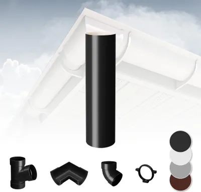 Produktbild von RAINWAY S Regenrinnen System (Fallrohr anthrazit) - PVC-U Kunststoff in 4 Farben, für Dachflächen < 100m² empfohlen, Kunststoffrinne Carport Entwässerung