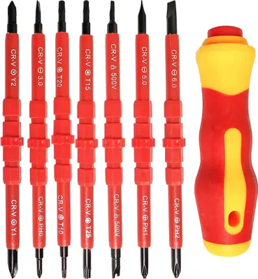 Obrázok produktu pre Skrutkovač Wiha s elektrickým zásobníkom bitov LiftUp (červený/žltý, 7 dielov)