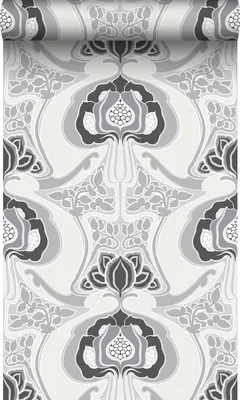 Zdjęcie produktu dla Origin Wallcoverings Tapeta Art Nouveau kwiatowy wzór czarnymIszarym 53 cm x 10.05 m