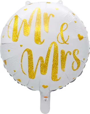 Produktbild von Folienballon Mr & Mrs weiß gold Ø 45 cm
