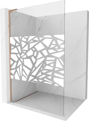 Image de Mexen Kioto L Paroi de douche à l'italienne 120 x 200 cm, motif blanc, cuivre brossé - 800-120-103-65-85