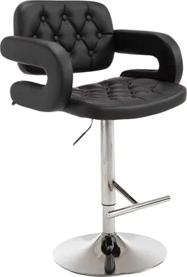 Produktbild von TPFLiving Barhocker Dubai Gestell Metall in Chromoptik Kunstleder Schwarz