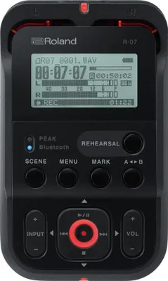Zdjęcie produktu dla Roland R-07-BK Digitaler Audiorekorder 24 Bit 96 kHz Schwarz (R-07-BK)