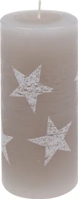 Produktbild von Weihnachtskerzen Stumpenkerze "Multistern" Taupe 150/68 mm