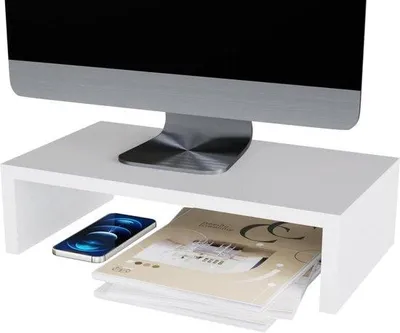 Produktbild von Weißer Monitorarm mit Ablage für Heimbüro