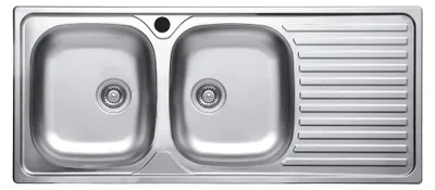 Immagine prodotto di Lavello incasso acciaio inox 116x50 cm doppia vasca e gocciolatoio destro SA138