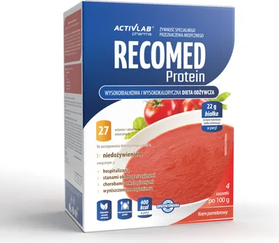 Produktbild von Activlab RECOMED Protein 4 x 100g (Beutel) eiweißreiche und kalorienreiche Ernährung - Lebensmittel für besondere medizinische Zwecke - Tomatencreme