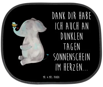 Produktbild von Mr. & Mrs. Panda Sonnenblende Auto Elefant Biene - Schwarz - Geschenk, autofenster sonnenschutz, Liebe, für Autoscheiben, Pkw, Heiratsantrag, hitzeschutz, Liebesspruch