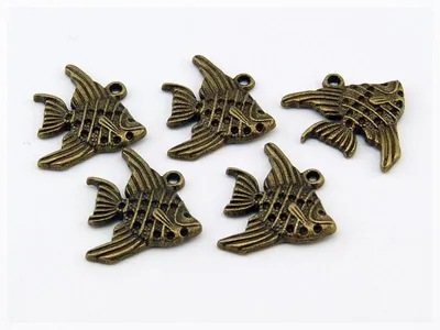 Produktbild von Vintageparts Fisch-Anhänger Vintage Bronze 20 x 21 mm, 6 Stück