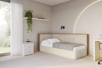 Produktbild von ALTDECOR Jugendbett mit Bettkasten SOVY - 90x200 - Beige - Monolith 04 - Bett mit Matratze - Rechts angeordnet - Einzelbett mit Stauraum - Polsterbett Kinderbett