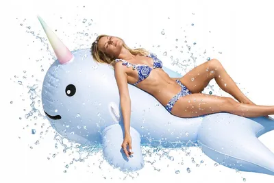 Zdjęcie produktu dla Duży dmuchany ponton materac NARWAL zabawka do wody XXL 200 cm