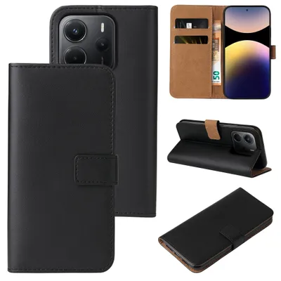 Produktbild von Handyhülle für Xiaomi Redmi Note 14 Klapphülle Bookcase Flip Cover Hülle Handy Tasche Etui Farbe: Schwarz