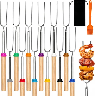 Produktbild von Grillspieß 31 cm bis 81 cm, 12 Stück, Edelstahl, für Camping