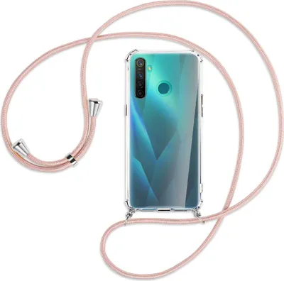 Produktbild von Handykette Backcover-Schutzhülle mit Band (Metall silberfarben) für Realme 5 Pro - roségold