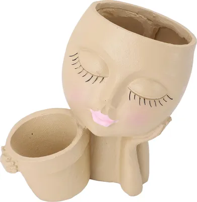 Image de Face Planter Resin Fade Proof Unique Face Succulent Pot with Drainage Hole for Garden Decoration (Pot de succulentes à visage unique avec trou de drainage)
