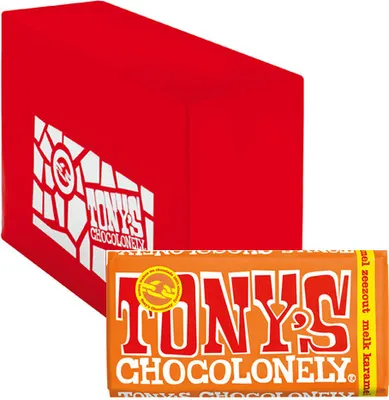 Image de Tony's Chocolonely - Chocolat Tony Chocolonely lait Karam Zeezt 180gr | Pièce A 180 grammes | 15 pièces