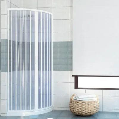 Immagine prodotto di Box doccia semicircolare in PVC h185 cm con apertura centrale a soffietto - 80 cm