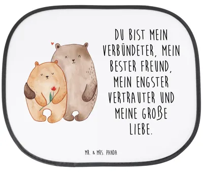 Produktbild von Mr. & Mrs. Panda Sonnenblende Auto Bären Liebe - Weiß - Geschenk, Umarmung, Verknallt, Kuscheln, Sonnenschutz, Partner, Hochzeitstag, kindersonnenschutz, Liebesbeweis