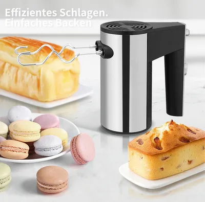 Produktbild von Handmixer mit 5 Geschwindigkeitsstufen – Robuster Elektromixer zum Rühren von Teig, Schlagen von Eiern und Sahne
