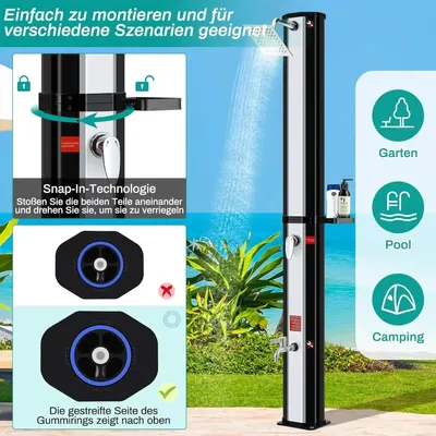 Immagine prodotto di Doccia esterna - Doccia solare - 60 litri - Doccia da giardino - Doccia esterna a energia solare