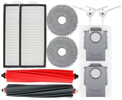 Produktbild von 10er Zubehörset für Roborock Staubsauger, 1 Setaufnäher + 1 Seitenbürstenpaar + 2 Filter + 2 Tüchern + 2 Staubbeuteln