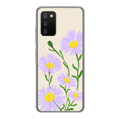 Produktbild von MuchoWow® Handyhülle Schutzhülle Hülle für Samsung Galaxy A03s Blume - Lila - Minimalismus Silikon Softcase Handy Hülle - Schutz - Geburtstag Teenager