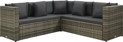 Obrázek produktu pro vidaXL 4dílná zahradní lehátková souprava s polštáři Poly Rattan Grey