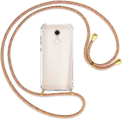 Produktbild von Handykette Backcover-Schutzhülle mit Band (Metall goldfarben) für Xiaomi Redmi 5 Plus - Rainbow