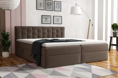 Produktbild von Boxspringbett Schlafzimmerbett DIAGO 140x200cm Stoff Fresh Braun