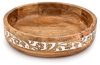 Imagen del producto de Omgoods: Cuenco de madera decorativo hecho a mano, ideal para la decoración del hogar