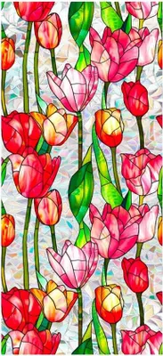 Produktbild von Unyqoos® Fensterfolie (matt PVC) 43×100 cm — statische Sichtschutz- und Dekorfolie in Buntglas-Optik, selbsthaftend, wiederverwendbar, UV- & Hitzeschutz