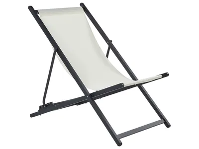 Produktbild von BELIANI Liegestuhl Schwarz Aluminium Mesh Hellbeige Faltbar Klappbar Verstellbar Modern Garten Terrasse Outdoor Balkon Möbel Ausstattung