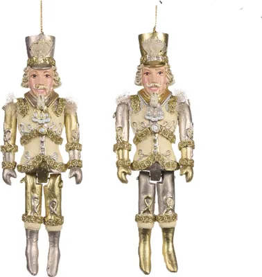 Produktbild von Goodwill Nussknacker Weihnachtsanhänger Creme-Gold 17 cm Vorteilspack 2 Stück