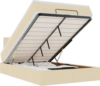 Produktbild von vidaXL Ottoman-Bett mit Matratze & LEDs Creme 120x200 cm Stoff