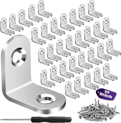 Produktbild von 20 Stück Winkelverbinder, 30 x 30 mm Metallwinkel 90 Grad